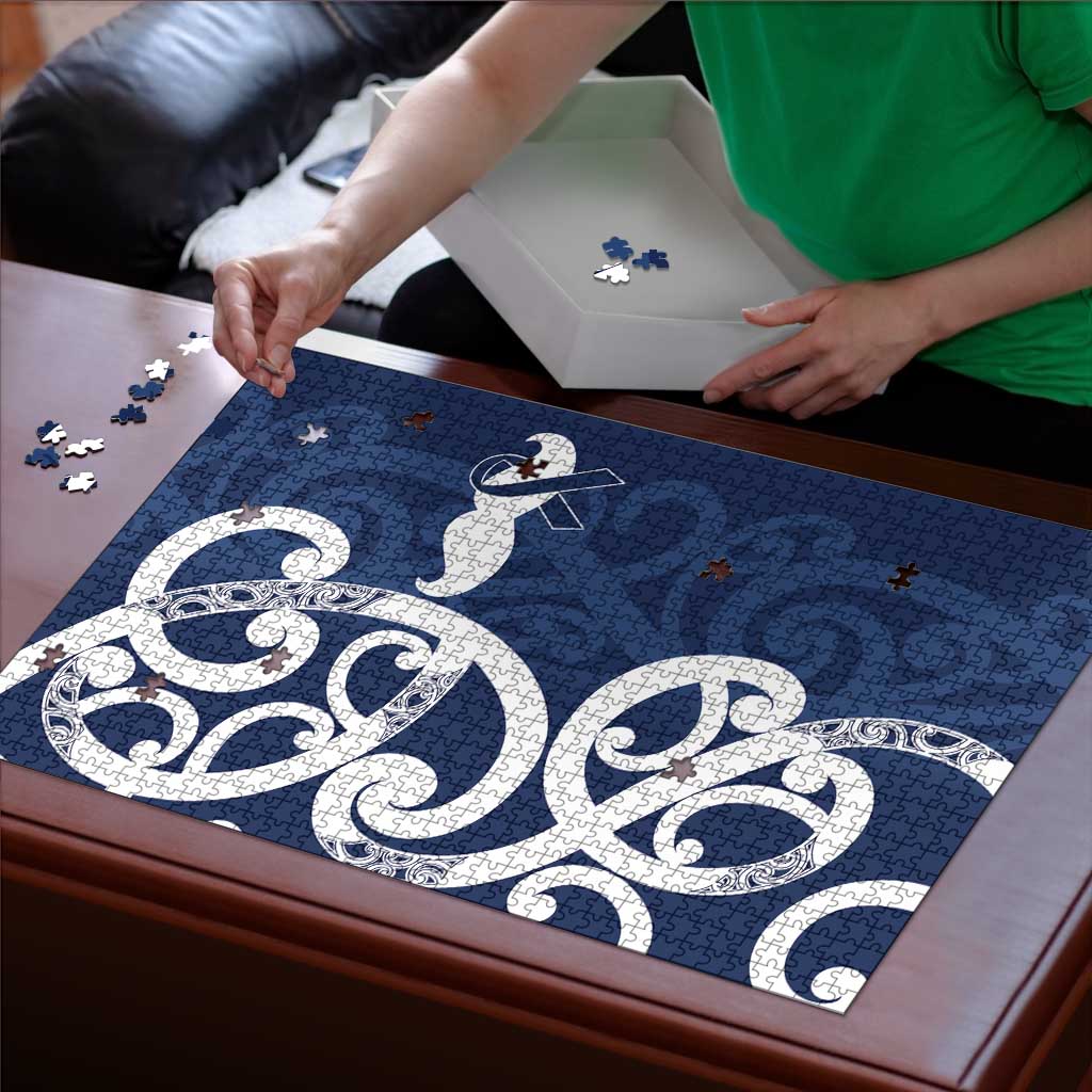 New Zealand Maori Mo Bros Puzzle Blue Ribbon With Koru Kowhaiwhai - Polynesian Pride