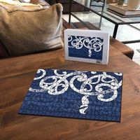 New Zealand Maori Mo Bros Puzzle Blue Ribbon With Koru Kowhaiwhai - Polynesian Pride