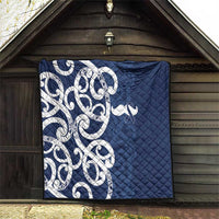 New Zealand Maori Mo Bros Quilt Blue Ribbon With Koru Kowhaiwhai - Polynesian Pride