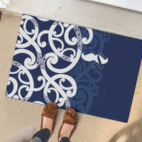 New Zealand Maori Mo Bros Rubber Doormat Blue Ribbon With Koru Kowhaiwhai - Polynesian Pride