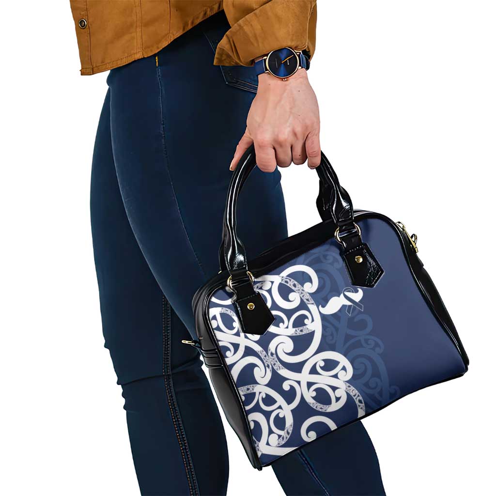 New Zealand Maori Mo Bros Shoulder Handbag Blue Ribbon With Koru Kowhaiwhai - Polynesian Pride