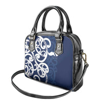 New Zealand Maori Mo Bros Shoulder Handbag Blue Ribbon With Koru Kowhaiwhai - Polynesian Pride