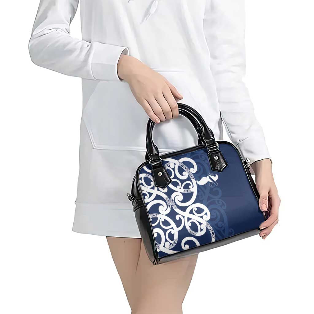 New Zealand Maori Mo Bros Shoulder Handbag Blue Ribbon With Koru Kowhaiwhai - Polynesian Pride