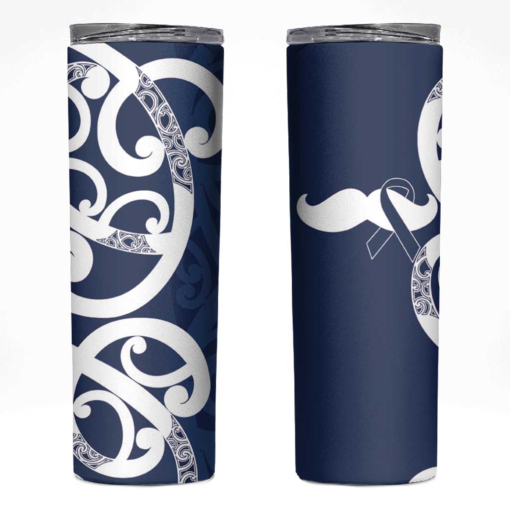 New Zealand Maori Mo Bros Skinny Tumbler Blue Ribbon With Koru Kowhaiwhai LT7 Blue - Polynesian Pride