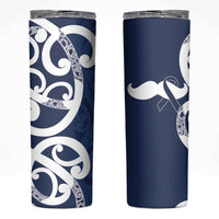 New Zealand Maori Mo Bros Skinny Tumbler Blue Ribbon With Koru Kowhaiwhai LT7 Blue - Polynesian Pride