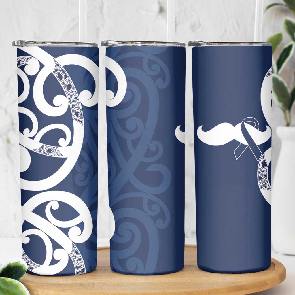 New Zealand Maori Mo Bros Skinny Tumbler Blue Ribbon With Koru Kowhaiwhai LT7 - Polynesian Pride