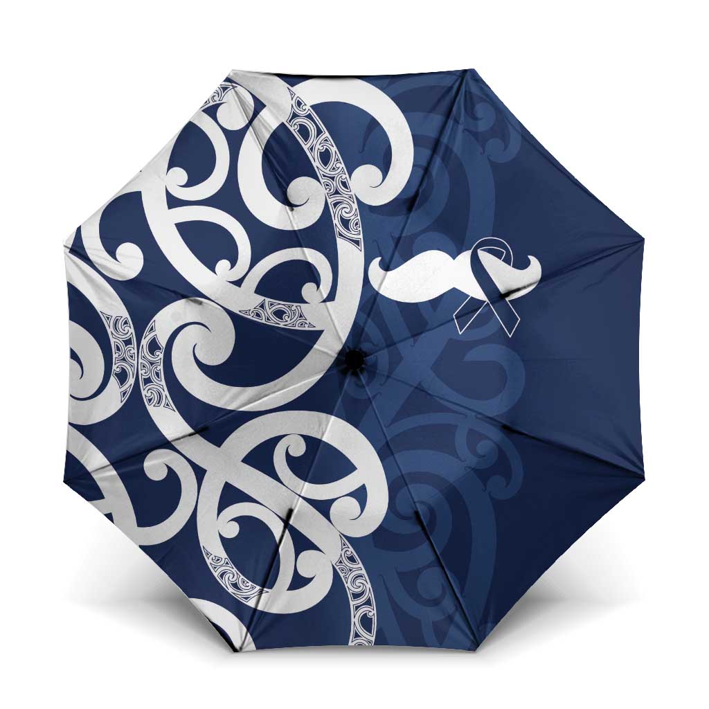 New Zealand Maori Mo Bros Umbrella Blue Ribbon With Koru Kowhaiwhai - Polynesian Pride