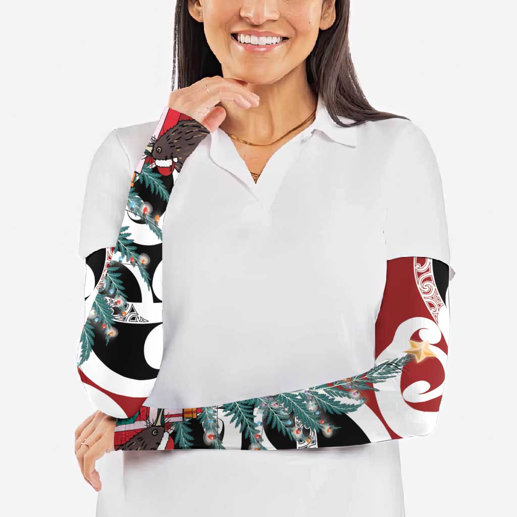 New Zealand Silver Fern Christmas Tree Arm Sleeves Meri Kirihimete - Polynesian Pride