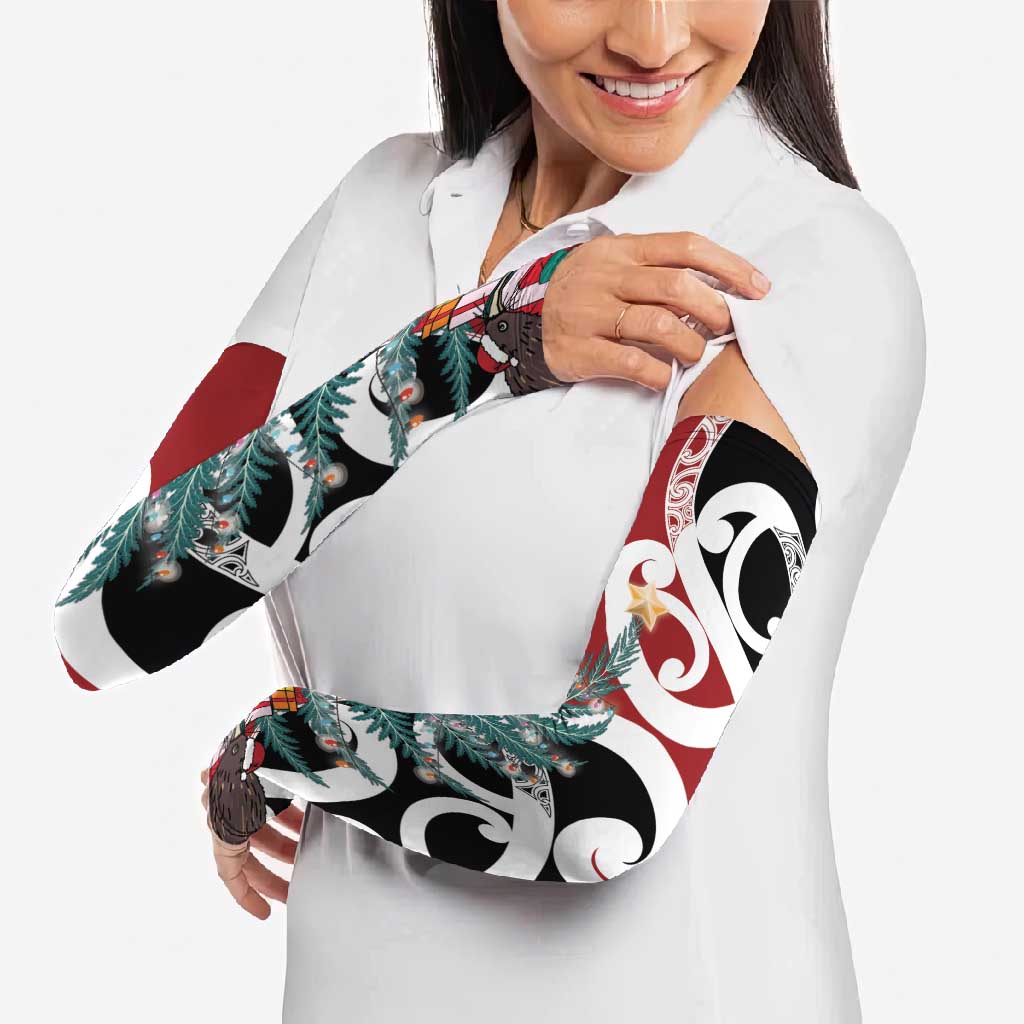 New Zealand Silver Fern Christmas Tree Arm Sleeves Meri Kirihimete - Polynesian Pride