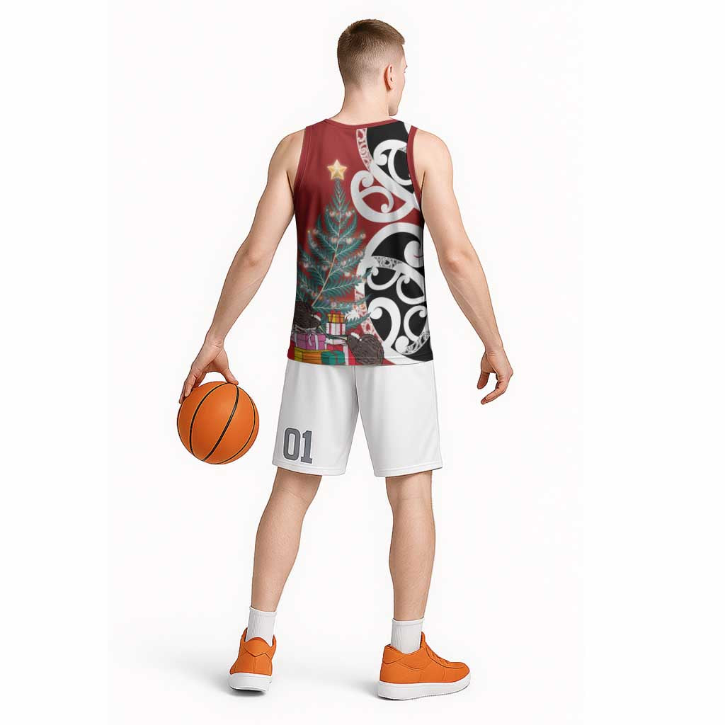 New Zealand Silver Fern Christmas Tree Basketball Jersey Meri Kirihimete - Polynesian Pride