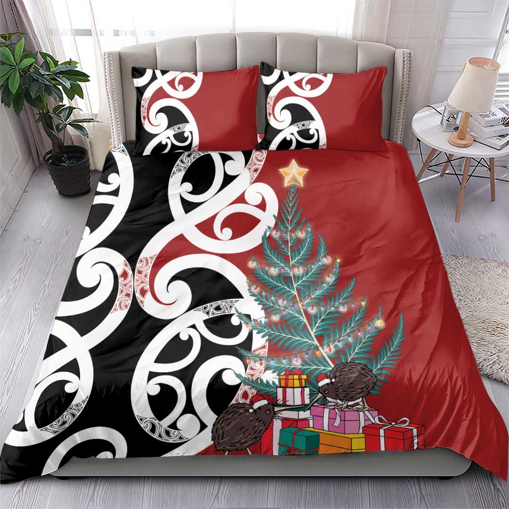 New Zealand Silver Fern Christmas Tree Bedding Set Meri Kirihimete LT7 - Polynesian Pride