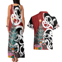 New Zealand Silver Fern Christmas Tree Couples Matching Tank Maxi Dress and Hawaiian Shirt Meri Kirihimete - Polynesian Pride