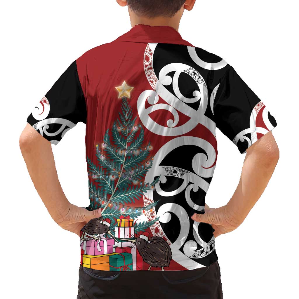 New Zealand Silver Fern Christmas Tree Family Matching Long Sleeve Bodycon Dress and Hawaiian Shirt Meri Kirihimete LT7 - Polynesian Pride