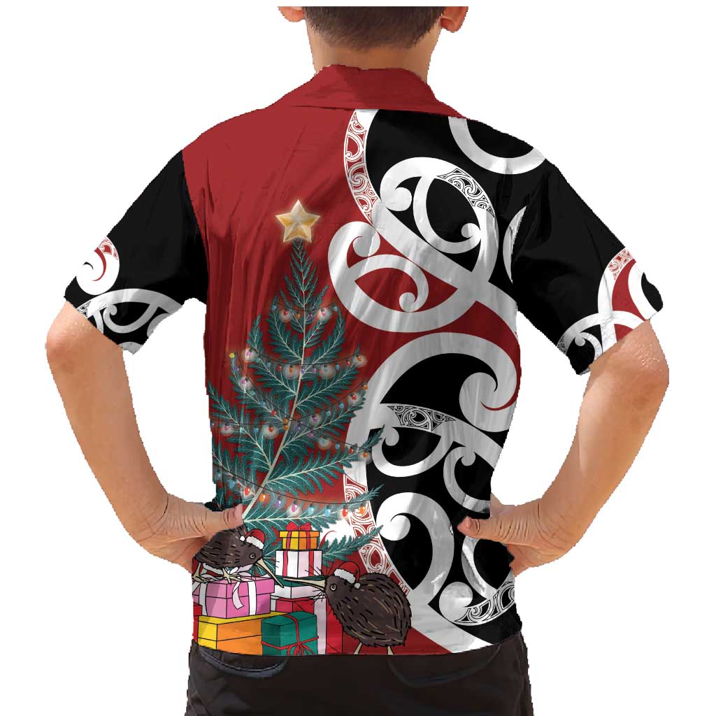 New Zealand Silver Fern Christmas Tree Family Matching Mermaid Dress and Hawaiian Shirt Meri Kirihimete LT7 - Polynesian Pride