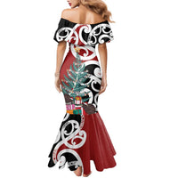 New Zealand Silver Fern Christmas Tree Family Matching Mermaid Dress and Hawaiian Shirt Meri Kirihimete LT7 - Polynesian Pride
