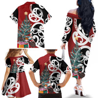 New Zealand Silver Fern Christmas Tree Family Matching Off The Shoulder Long Sleeve Dress and Hawaiian Shirt Meri Kirihimete LT7 - Polynesian Pride