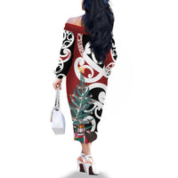 New Zealand Silver Fern Christmas Tree Family Matching Off The Shoulder Long Sleeve Dress and Hawaiian Shirt Meri Kirihimete LT7 - Polynesian Pride