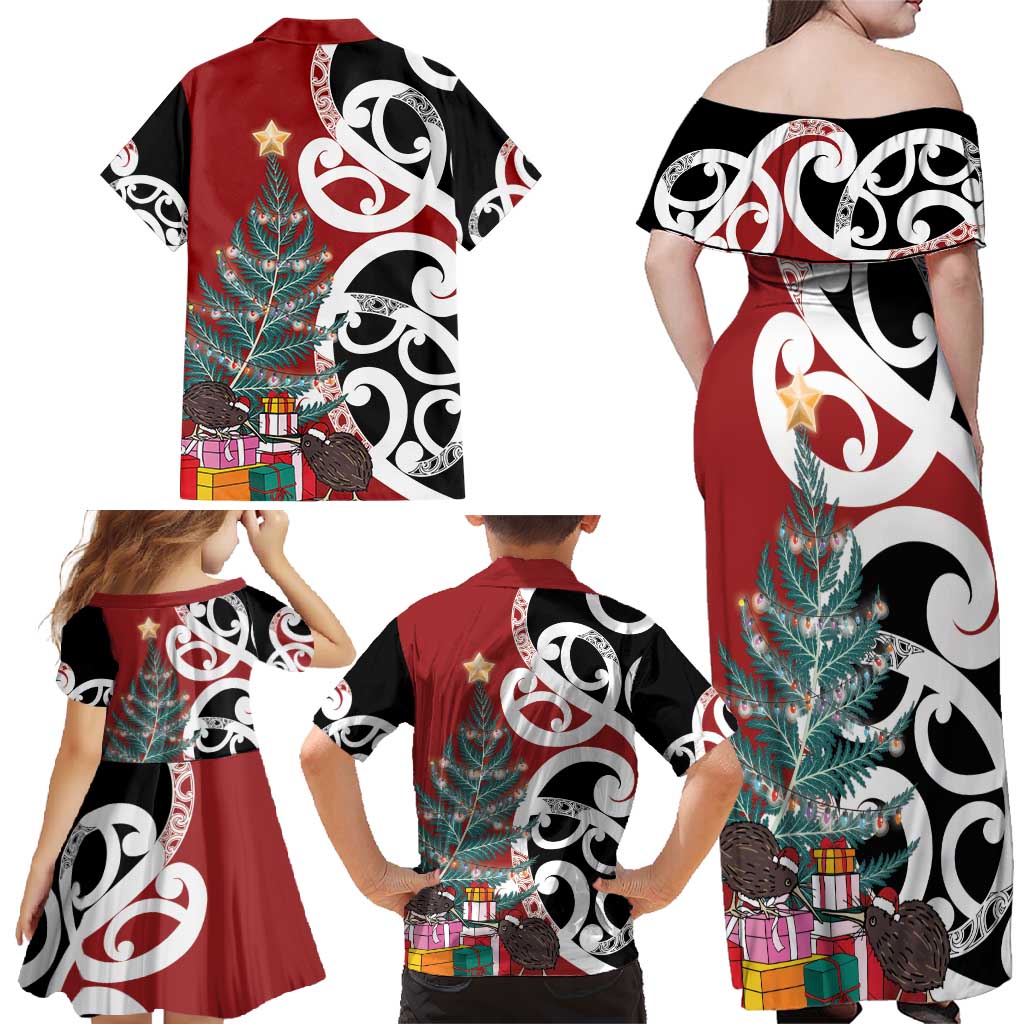 New Zealand Silver Fern Christmas Tree Family Matching Off Shoulder Maxi Dress and Hawaiian Shirt Meri Kirihimete LT7 - Polynesian Pride