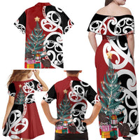 New Zealand Silver Fern Christmas Tree Family Matching Off Shoulder Maxi Dress and Hawaiian Shirt Meri Kirihimete LT7 - Polynesian Pride