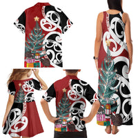 New Zealand Silver Fern Christmas Tree Family Matching Tank Maxi Dress and Hawaiian Shirt Meri Kirihimete LT7 - Polynesian Pride