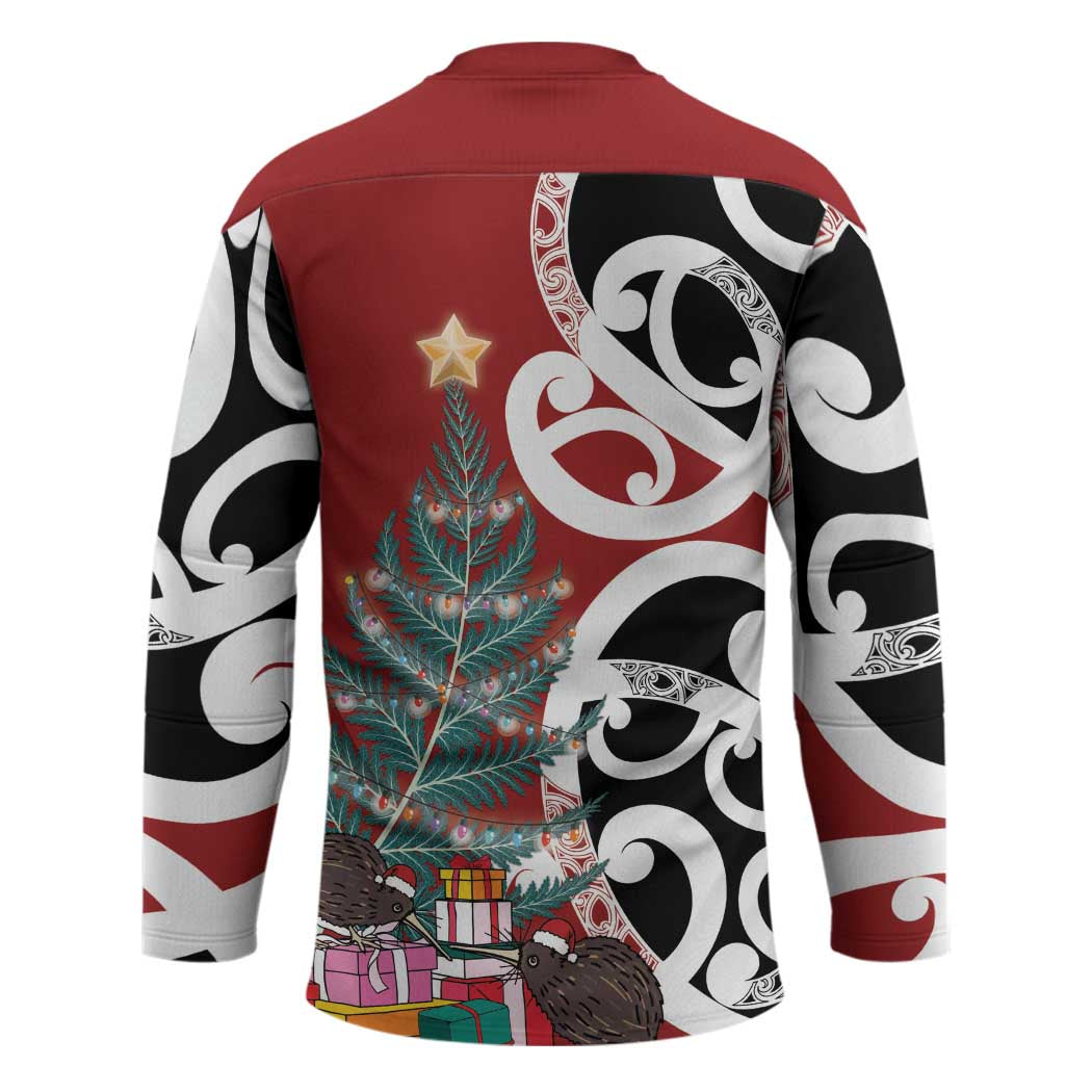 New Zealand Silver Fern Christmas Tree Hockey Jersey Meri Kirihimete - Polynesian Pride