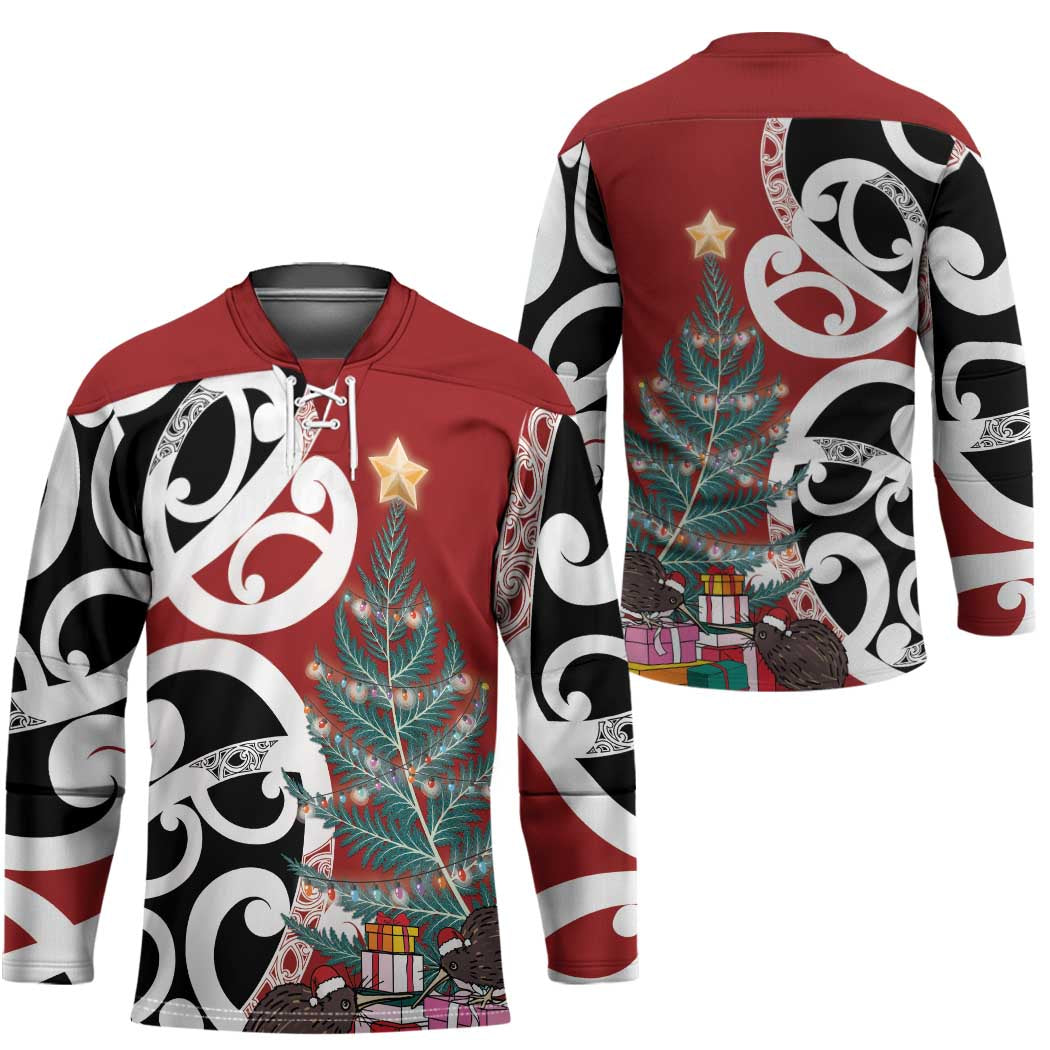 New Zealand Silver Fern Christmas Tree Hockey Jersey Meri Kirihimete - Polynesian Pride