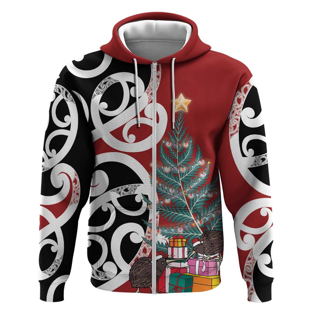 New Zealand Silver Fern Christmas Tree Hoodie Meri Kirihimete - Polynesian Pride