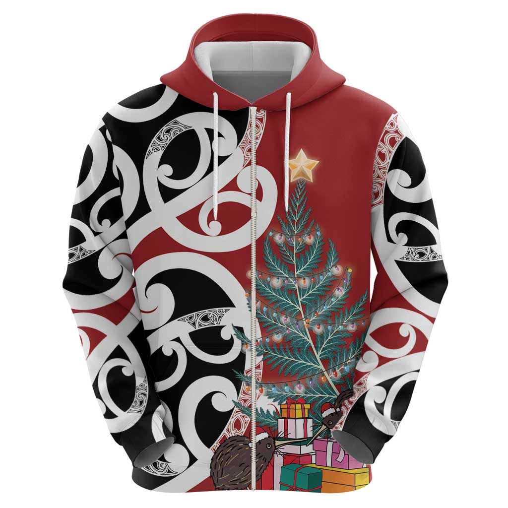 New Zealand Silver Fern Christmas Tree Hoodie Meri Kirihimete - Polynesian Pride