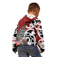New Zealand Silver Fern Christmas Tree Kid Hoodie Meri Kirihimete - Polynesian Pride