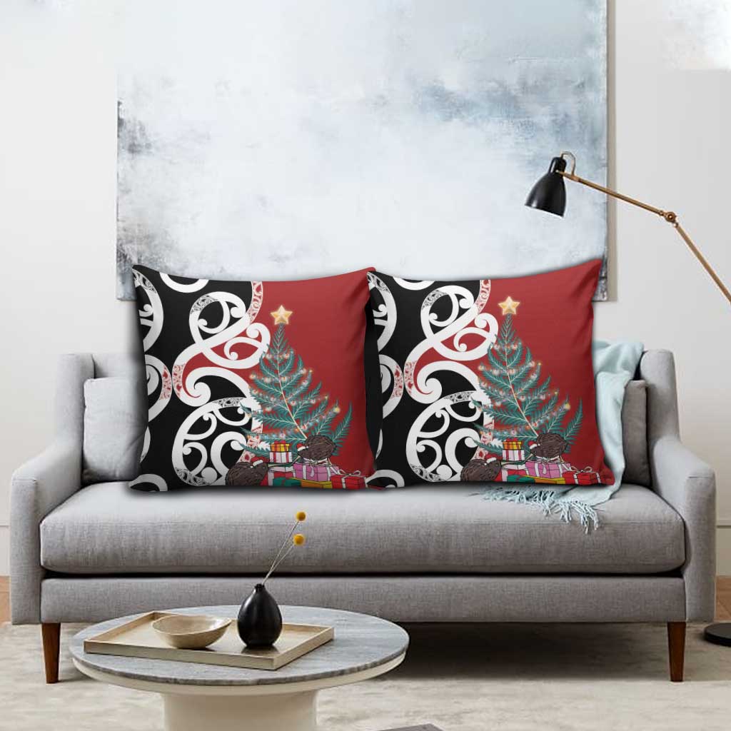 New Zealand Silver Fern Christmas Tree Pillow Cover Meri Kirihimete - Polynesian Pride