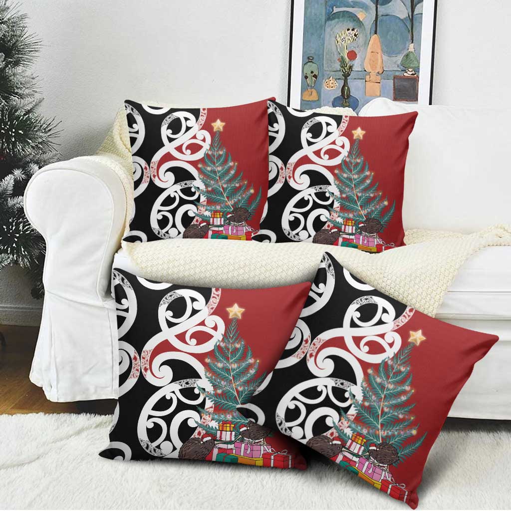New Zealand Silver Fern Christmas Tree Pillow Cover Meri Kirihimete - Polynesian Pride