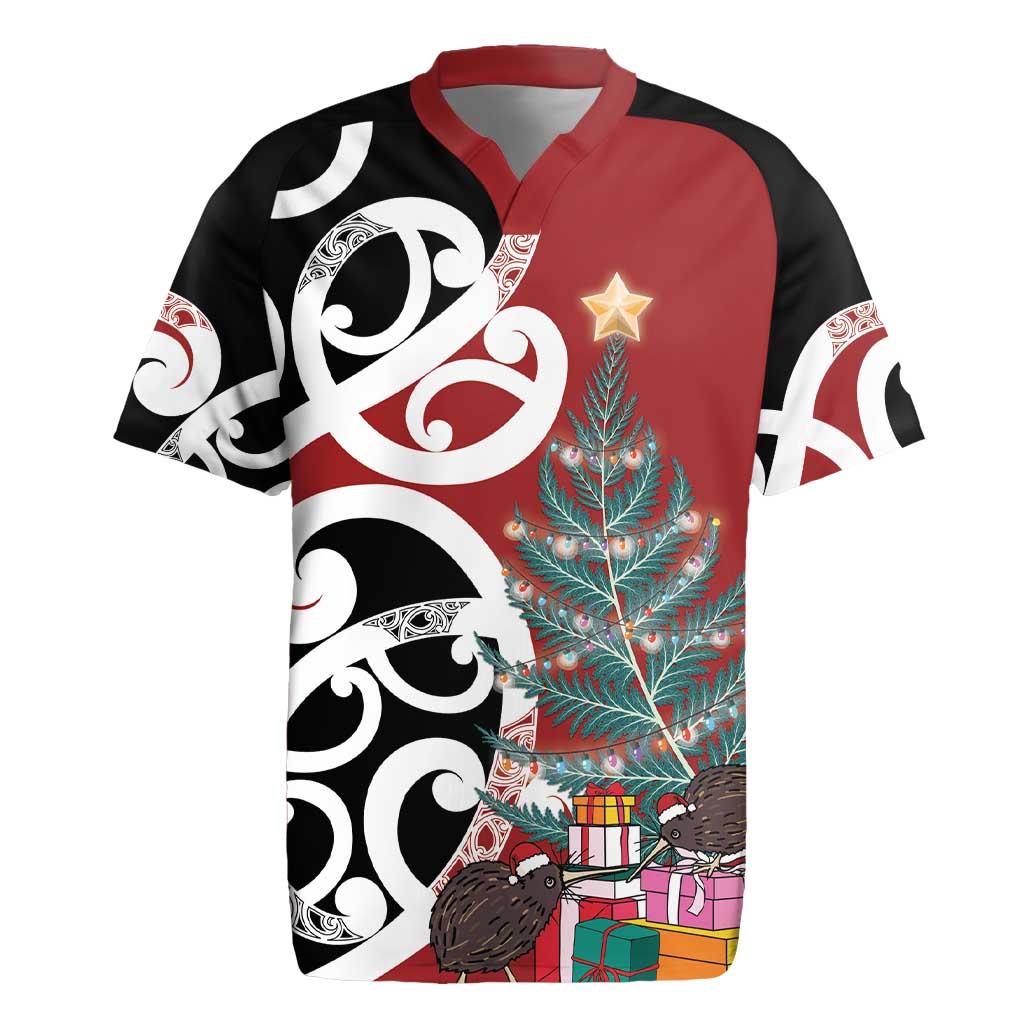 New Zealand Silver Fern Christmas Tree Rugby Jersey Meri Kirihimete - Polynesian Pride