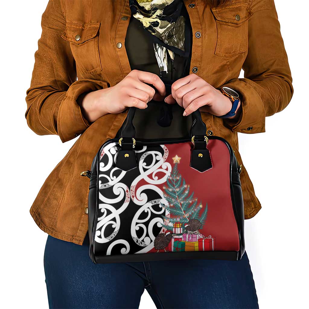 New Zealand Silver Fern Christmas Tree Shoulder Handbag Meri Kirihimete - Polynesian Pride
