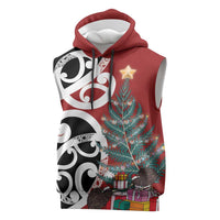 New Zealand Silver Fern Christmas Tree Sleeveless Hoodie Meri Kirihimete - Polynesian Pride