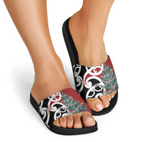 New Zealand Silver Fern Christmas Tree Slide Sandals Meri Kirihimete - Polynesian Pride
