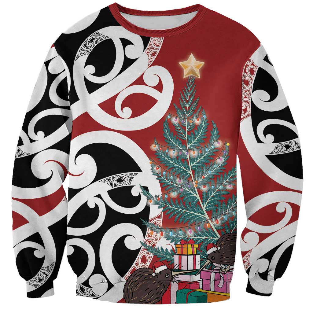 New Zealand Silver Fern Christmas Tree Sweatshirt Meri Kirihimete - Polynesian Pride