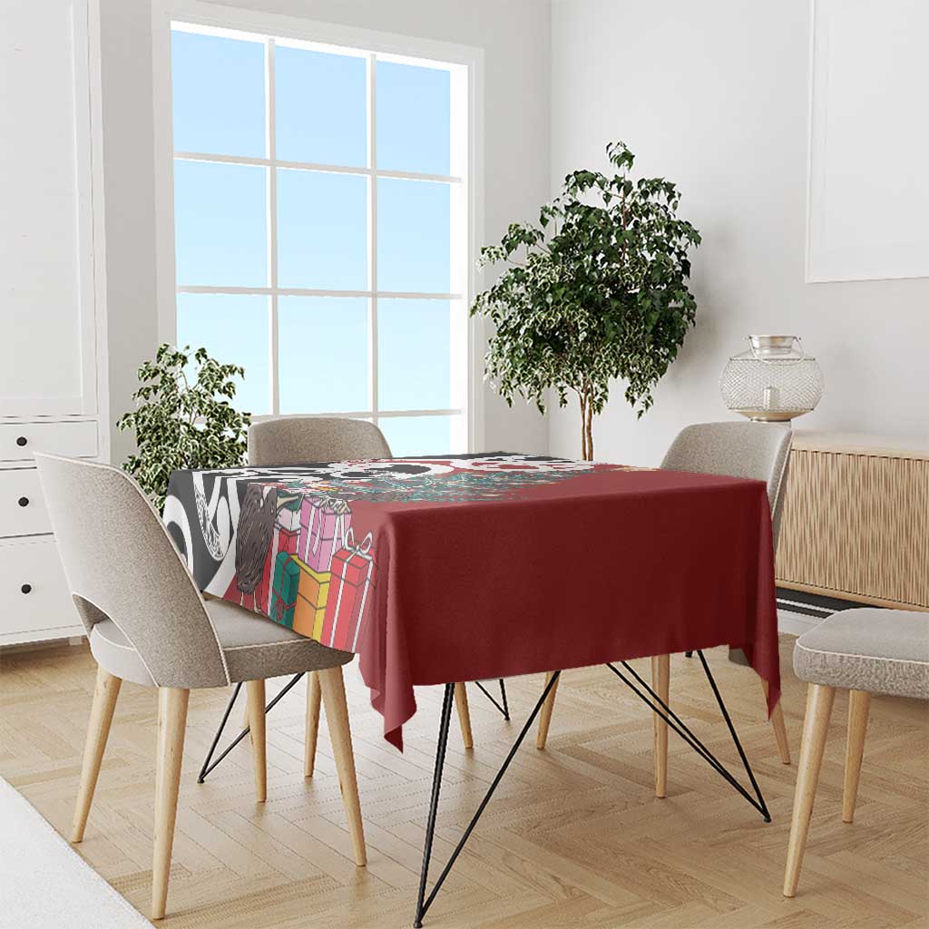 New Zealand Silver Fern Christmas Tree Tablecloth Meri Kirihimete - Polynesian Pride