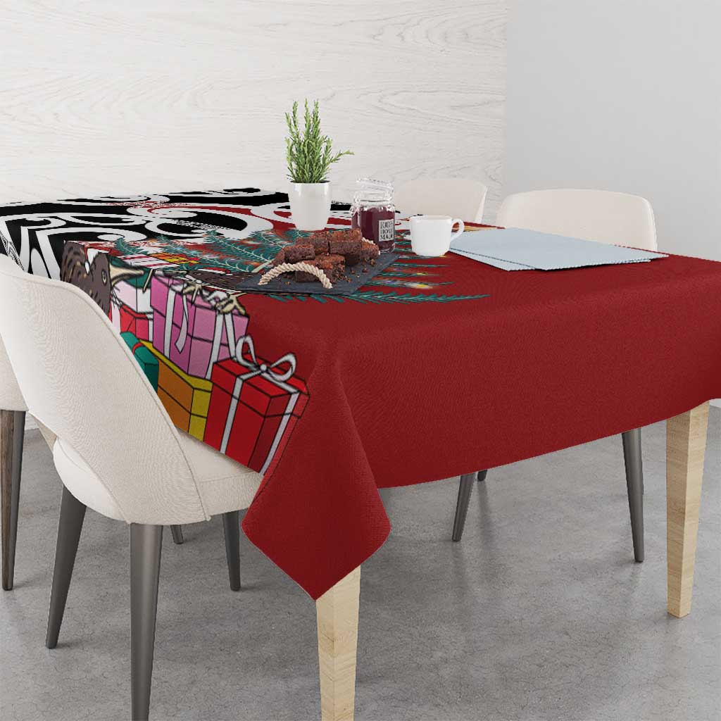 New Zealand Silver Fern Christmas Tree Tablecloth Meri Kirihimete - Polynesian Pride