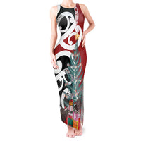 New Zealand Silver Fern Christmas Tree Tank Maxi Dress Meri Kirihimete - Polynesian Pride