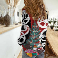 New Zealand Silver Fern Christmas Tree Women Casual Shirt Meri Kirihimete LT7 - Polynesian Pride