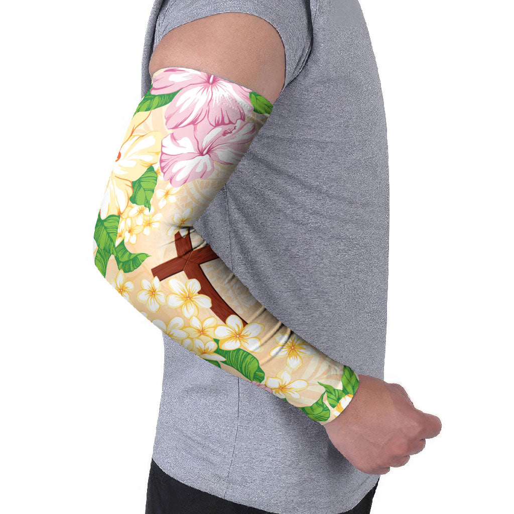 Samoa AIGA Floral Theme Arm Sleeves Always In God's Arms LT7 - Polynesian Pride