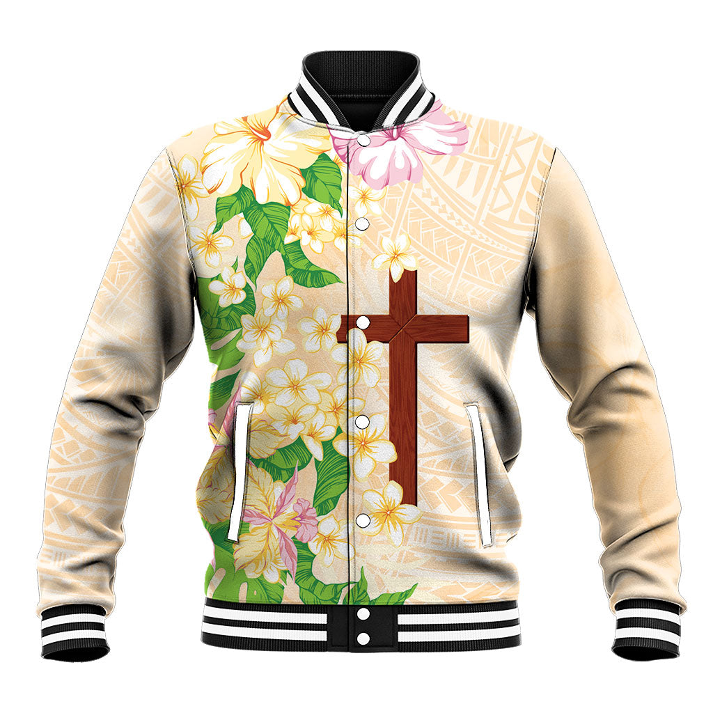 Samoa AIGA Floral Theme Baseball Jacket Always In God's Arms LT7 Unisex Multicolor - Polynesian Pride