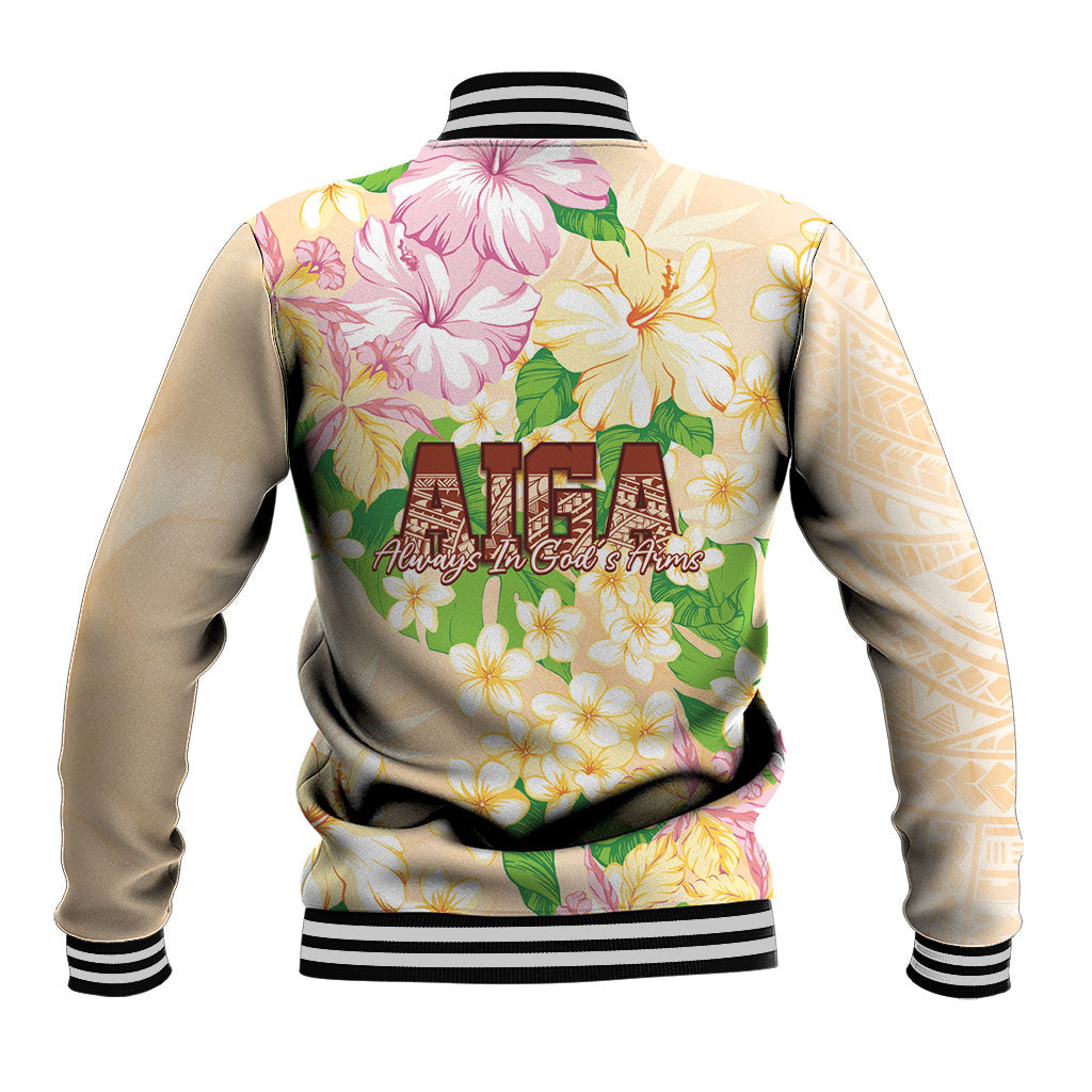Samoa AIGA Floral Theme Baseball Jacket Always In God's Arms LT7 - Polynesian Pride