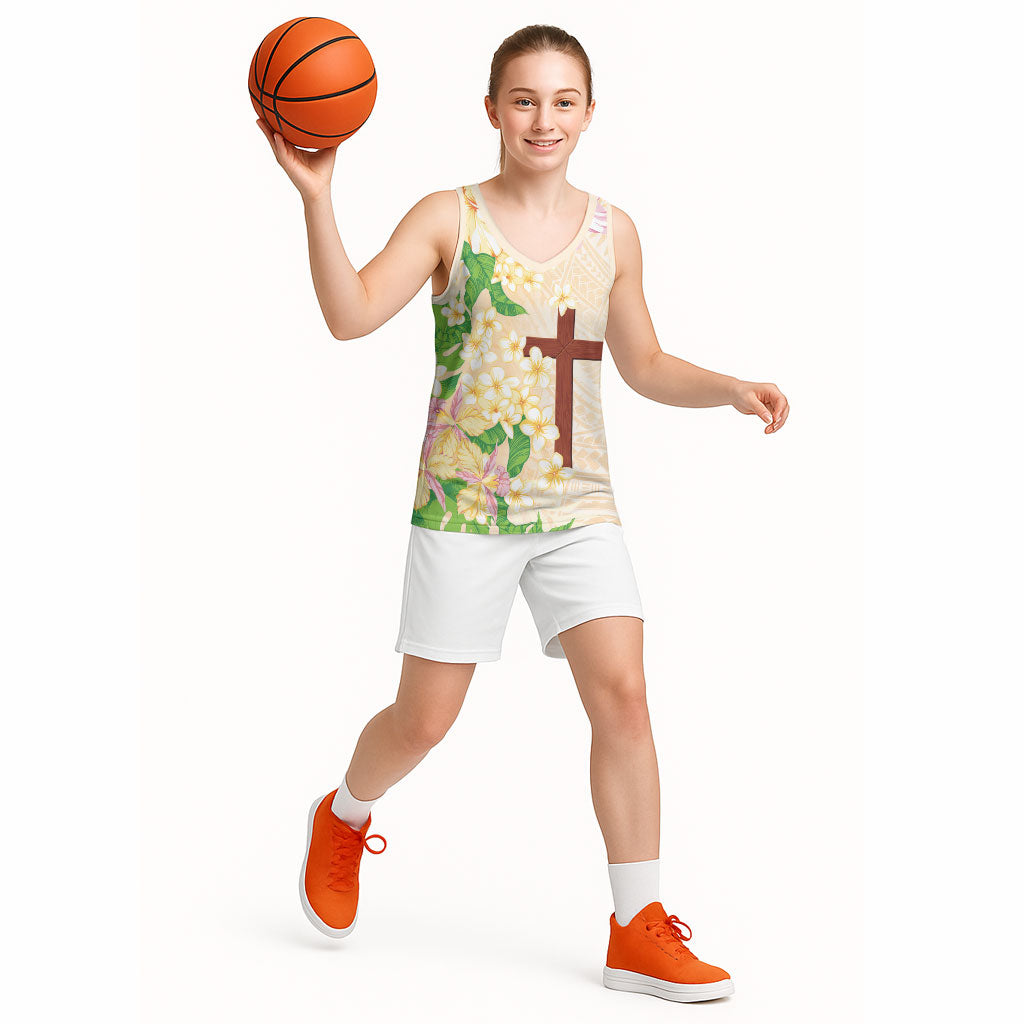 Samoa AIGA Floral Theme Basketball Jersey Always In God's Arms LT7 - Polynesian Pride