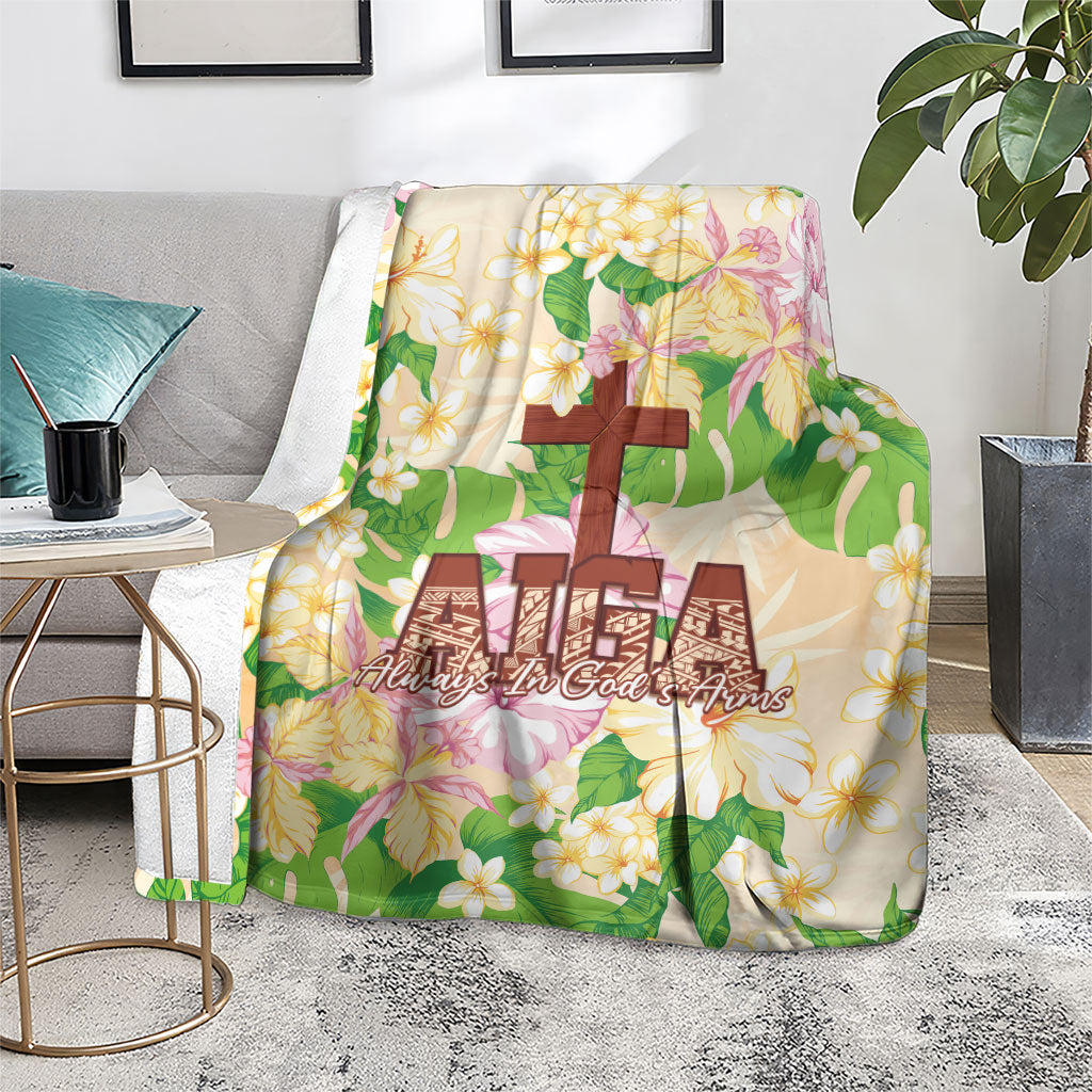 Samoa AIGA Floral Theme Blanket Always In God's Arms LT7 - Polynesian Pride