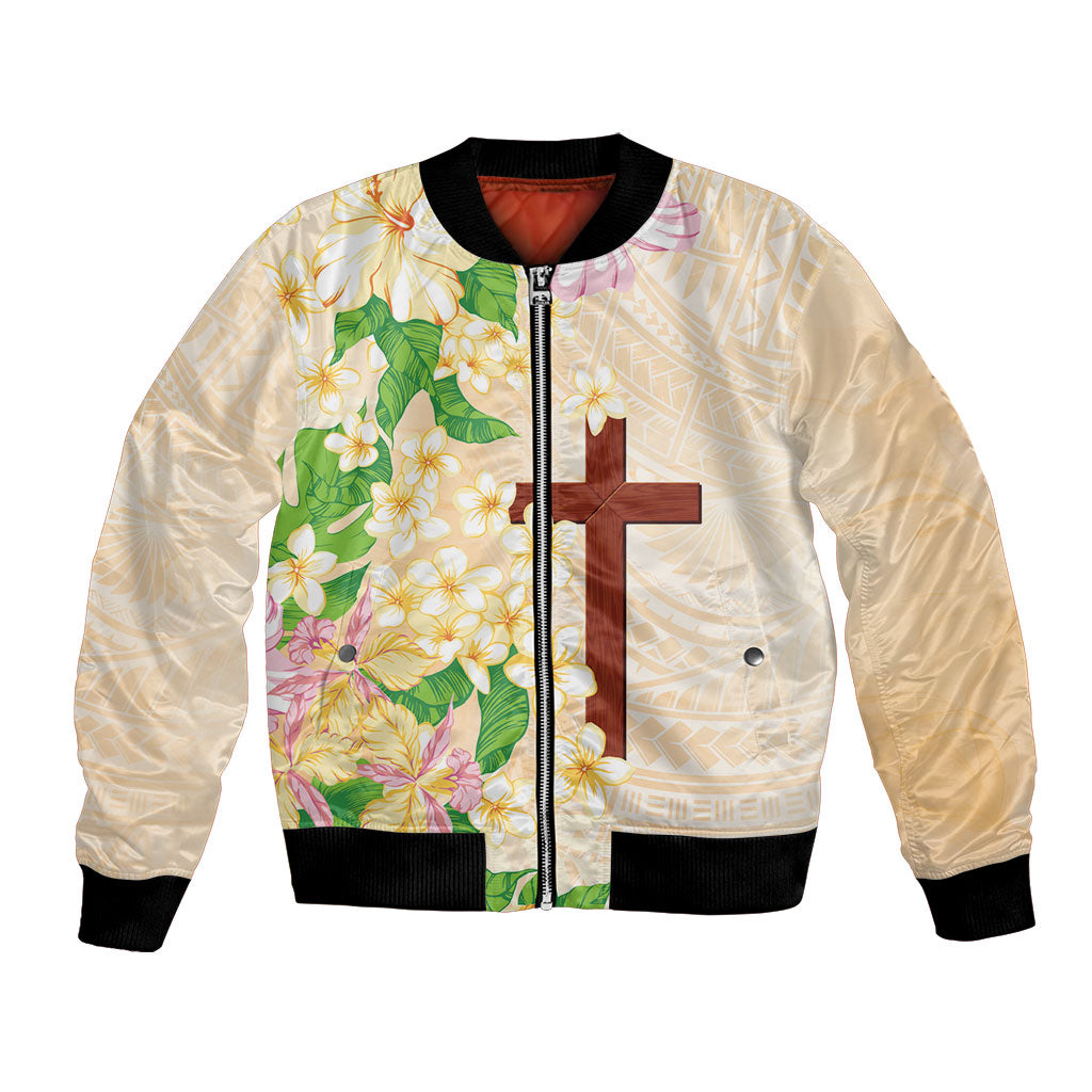 Samoa AIGA Floral Theme Bomber Jacket Always In God's Arms LT7 Unisex Multicolor - Polynesian Pride