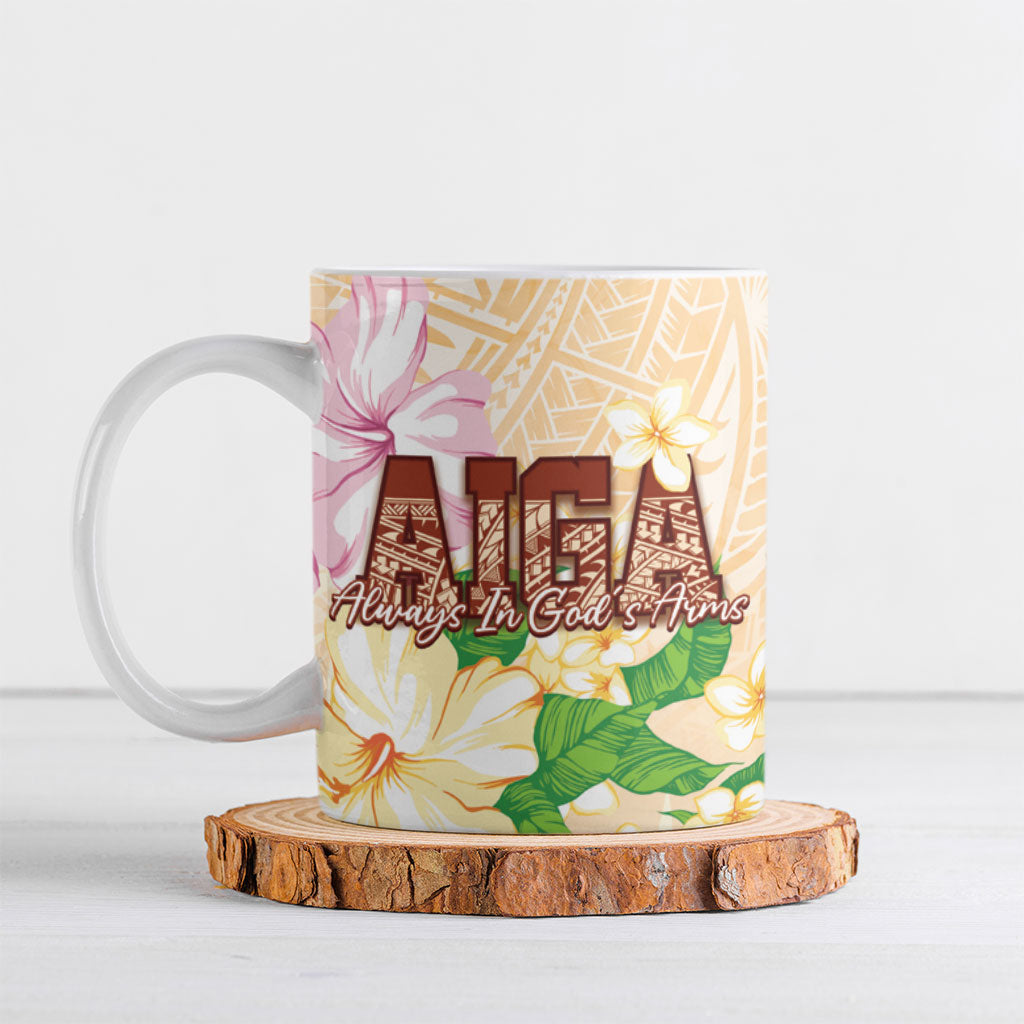 Samoa AIGA Floral Theme Ceramic Mug Always In God's Arms LT7 Multicolor - Polynesian Pride