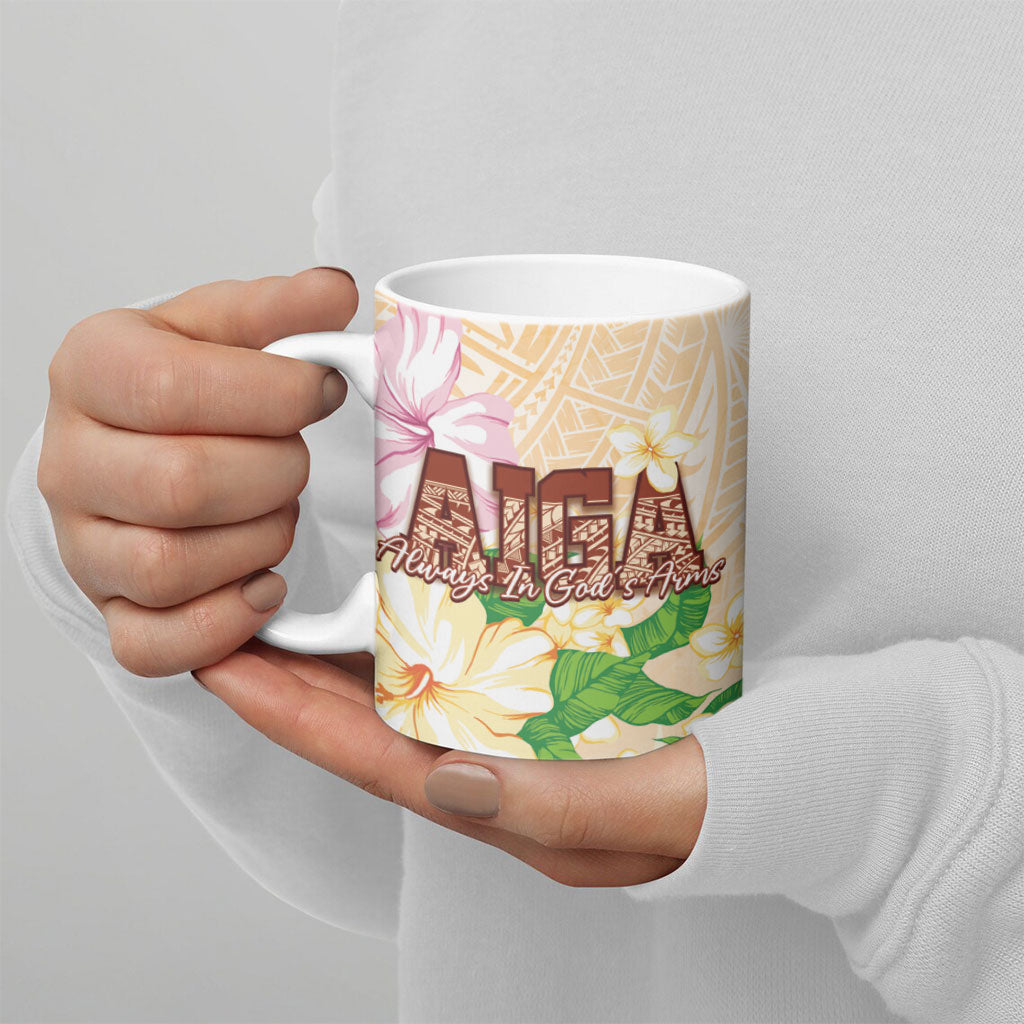 Samoa AIGA Floral Theme Ceramic Mug Always In God's Arms LT7 - Polynesian Pride
