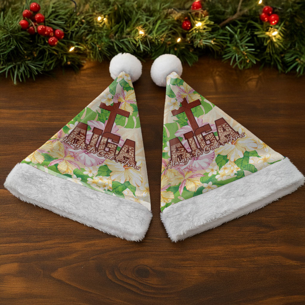 Samoa AIGA Floral Theme Christmas Santa Hat Always In God's Arms LT7 - Polynesian Pride