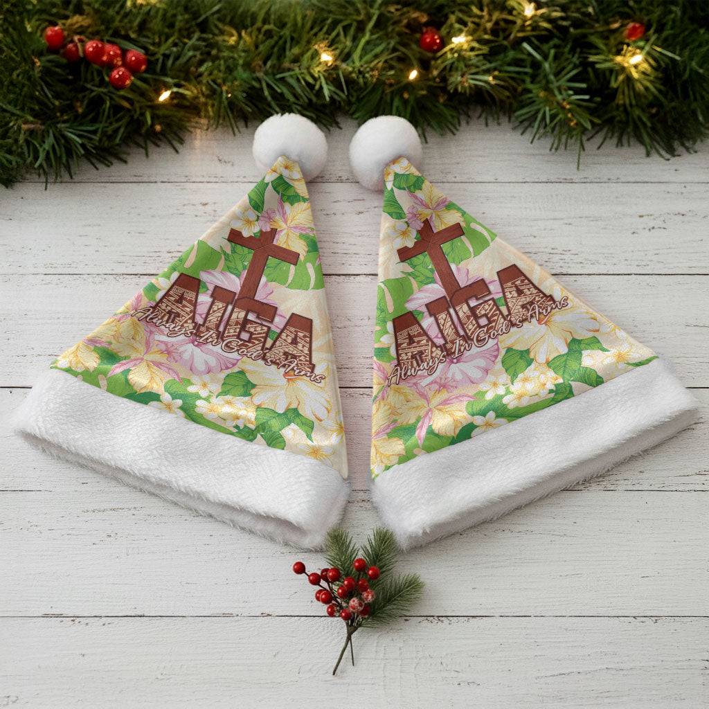 Samoa AIGA Floral Theme Christmas Santa Hat Always In God's Arms LT7 - Polynesian Pride